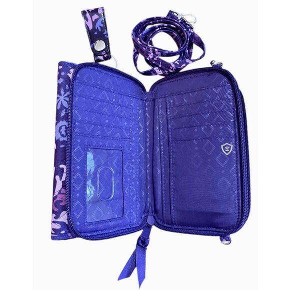 Vera Bradley RFID 3 in 1 Paisley Amethyst crossbody/wallet keyring - Picture 6 of 8